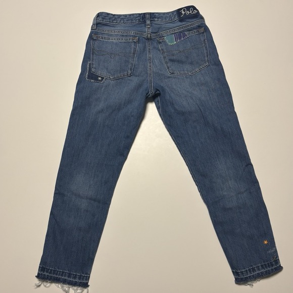 Ralph Lauren Boyfriend Jeans Girls Astor Slim Patched Blue Youth Size 14 - Picture 10 of 12